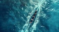 Rowing Team in Synchronization from a Top-Down Perspective. This is AI generative image. Royalty Free Stock Photo