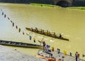 Rowing training on the Arno river in Florence, Italy