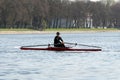 Rowing training - rower on the boat