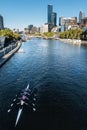 Rowing on Yarra River with Buildings in background