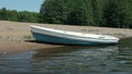 Rowingboat moored at shore