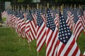 Rows of American flags, remembering 9/11. Royalty Free Stock Photo