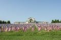 Rows of American Flags stand in front of the St. Louis Art Musuem Royalty Free Stock Photo