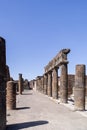 Rows of ancient classical columns in Pompeii, Italy Royalty Free Stock Photo