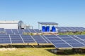 Rows array of polycrystalline silicon solar cells or photovoltaic cells in solar power plant station