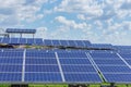 rows array of polycrystalline silicon solar cells or photovoltaics cell in solar plant station Royalty Free Stock Photo