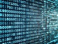Rows of binary code consisting of ones and zeros displayed in a digital grid Royalty Free Stock Photo