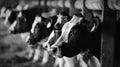 Rows of black and white cows line up at the milking parlor eagerly waiting their turn to be milked