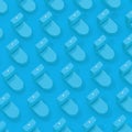 Rows of Blue Isometric Toilet Bowls. 3d Rendering