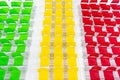 Rows of bright color chairs arranged in meeting room ready to si Royalty Free Stock Photo