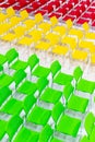 Rows of bright color chairs arranged in meeting room ready to si Royalty Free Stock Photo