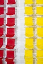 Rows of bright color chairs arranged in meeting room ready to si Royalty Free Stock Photo