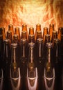 Rows of brown color empty bottles beer Royalty Free Stock Photo