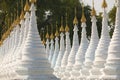 Rows of Buddhist stupas, in Sanda Muni Pagoda, Mandalay Royalty Free Stock Photo