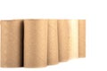 Rows of cardboard rolls from toilet paper isolated on white background. Royalty Free Stock Photo