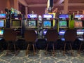 Rows of casino slot machines