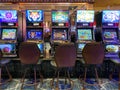 Rows of casino slot machines