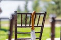 Rows of chairs for guests at an open-air wedding ceremony Royalty Free Stock Photo