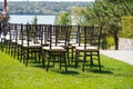 Rows of chairs for guests at an open-air wedding ceremony Royalty Free Stock Photo