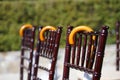 Rows of chairs for guests at an open-air wedding ceremony Royalty Free Stock Photo