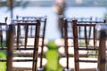 Rows of chairs for guests at an open-air wedding ceremony Royalty Free Stock Photo