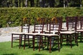 Rows of chairs for guests at an open-air wedding ceremony Royalty Free Stock Photo