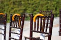 Rows of chairs for guests at an open-air wedding ceremony Royalty Free Stock Photo