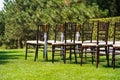 Rows of chairs for guests at an open-air wedding ceremony Royalty Free Stock Photo