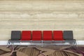 Rows chairs in the waiting area with marble background