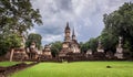 The 7 Rows Chedi Temple Si satchanalai historical park,Sukhothai Royalty Free Stock Photo