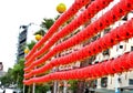 Rows of Chinese lanterns on the streets of Taipei Royalty Free Stock Photo