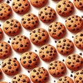 rows of chocolate chip cookies as a background