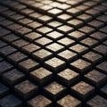 Rows of close-packed, textured bronze cubes create a uniform Royalty Free Stock Photo