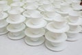 Rows of coffee or tea cups for background Royalty Free Stock Photo