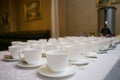 Rows of coffee or tea cups for background Royalty Free Stock Photo