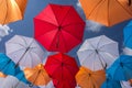 Rows of Color Umbrellas in the Air