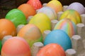 Rows of colored easter eggs in an egg carton Royalty Free Stock Photo