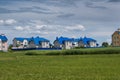 Rows of colorful houses in a modern village