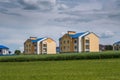 Rows of colorful houses in a modern village