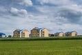 Rows of colorful houses in a modern village