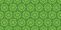 Rows of Colorful Large Flowers Pattern, Colored in Green - Retro Style Texture, Wide Scale Background