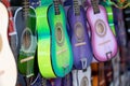 Colorful guitars for kids on the display Royalty Free Stock Photo