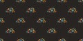 Rows of Colorful Retro Style Round Cloud Shapes Made of Technology Icons - Pattern, Design on Dark Background, Seamless Texture