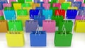 Rows of colorful shopping bags Royalty Free Stock Photo