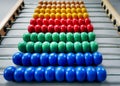 Rows of Colorful Wooden Beads of Abacus for Kids to Learn Math Royalty Free Stock Photo