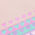 rows colourful paper hearts. High quality photo