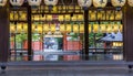 Rows of colourful paper lanterns at shinto shtine, kyoto, japan Royalty Free Stock Photo