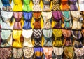 Rows of colourful silk scarfs Royalty Free Stock Photo