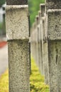 Rows of concrete crosses at a historic cemetery from World War II Royalty Free Stock Photo