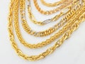Rows of designed gold chains Royalty Free Stock Photo